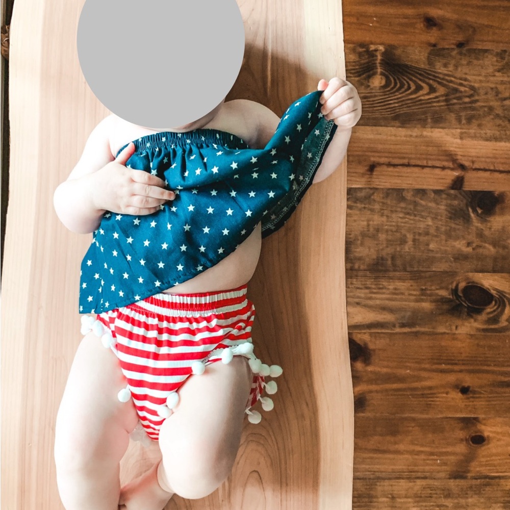 Blue and Red Diaper Cover Matching Set with Festive Sequins